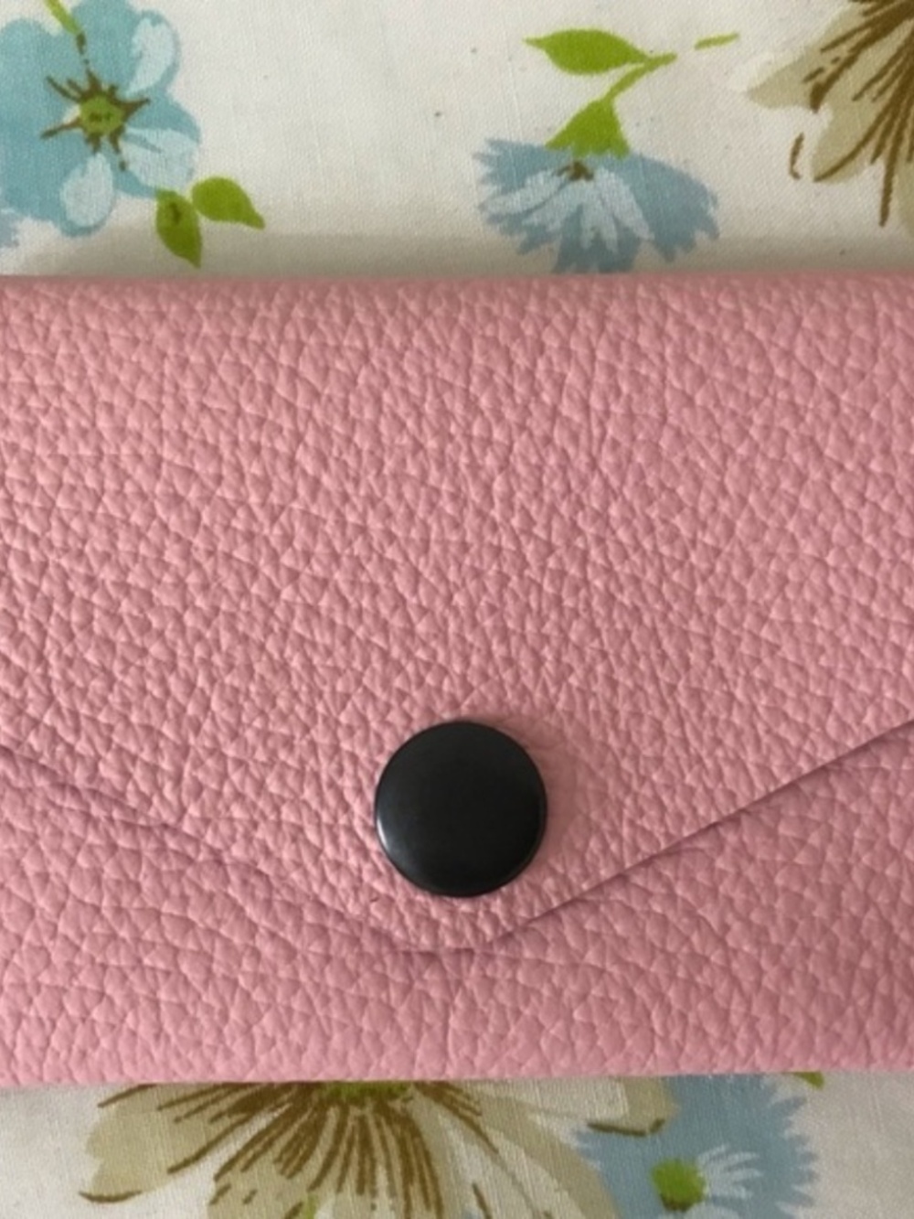 Handmade Genuine Light Pink Leather Wallet Cardholder with Snap Closure